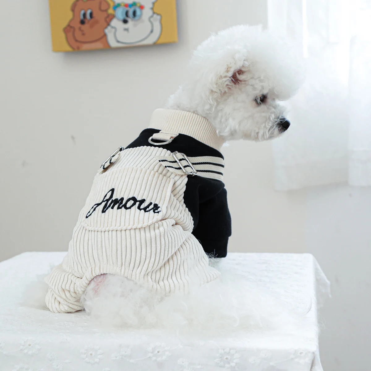 1PC Pet Clothing Spring and Autumn Love Mu Four legged Strap Pants Suitable for Small and Medium sized Dogs