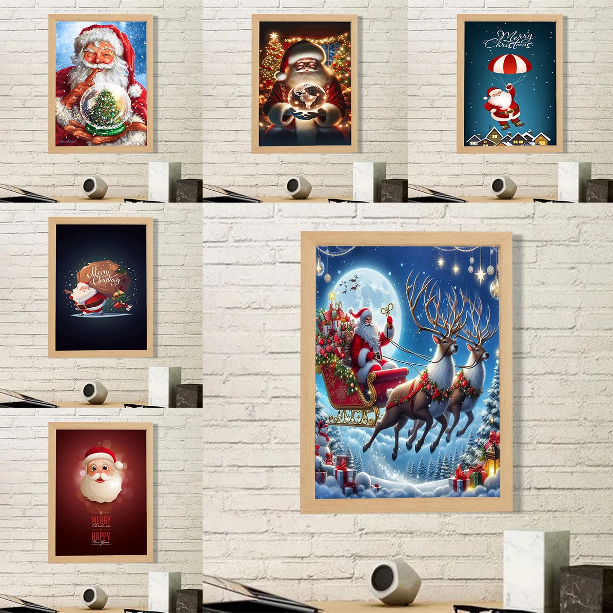 

Vintage Santa Claus on A Swing Poster Canvas Wall Art Decorative Pictures for Living Room Decor Home Decorations Posters Arts