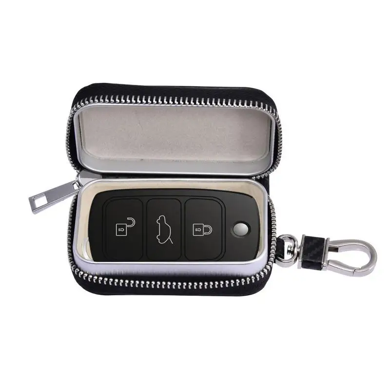 Car Key Signal Blocker Case Faraday Box Anti-Hacking Anti-Theft Key Fob RFID Signal Blocking Bag PU Leather Pouch Case Blocker