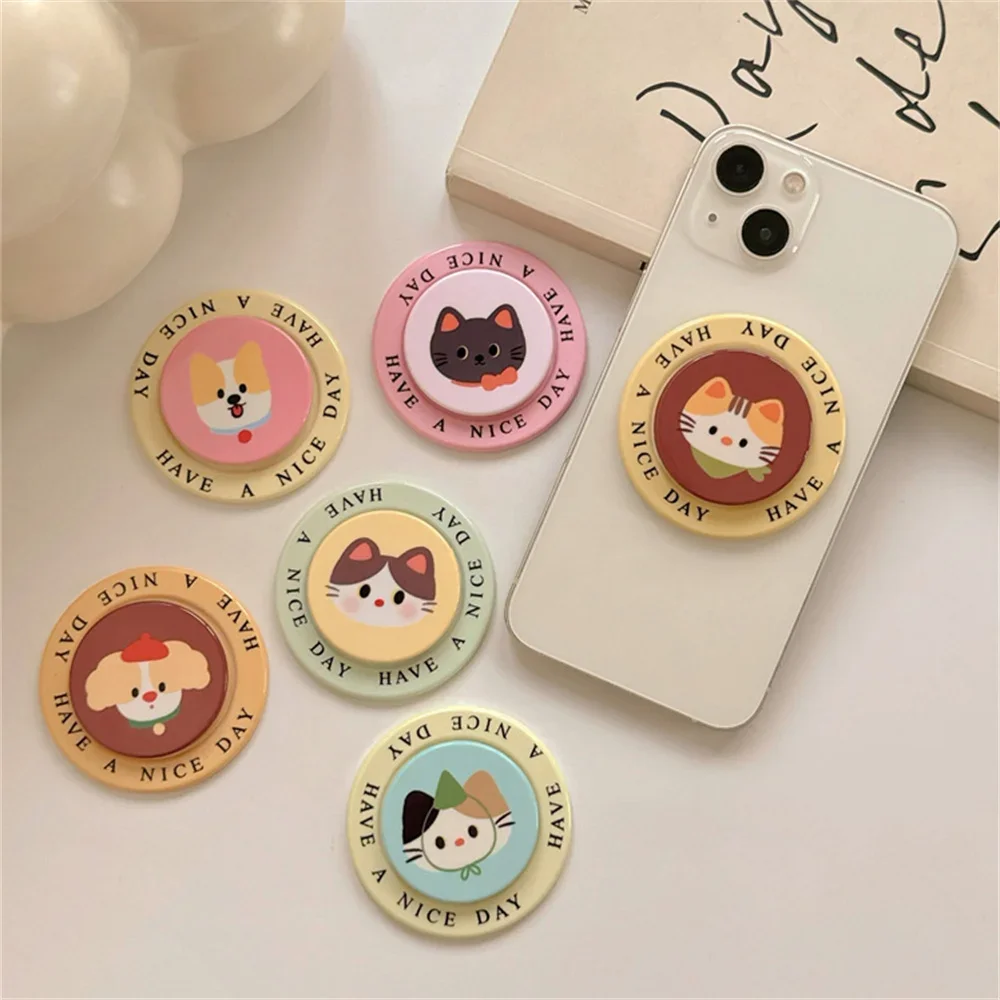 

INS корейский милый мультяшный собака-кошка для Magsafe, магнитный телефон 16 15, Griptok Grip Tok, подставка для IPhone, чехол для беспроводной зарядки, держатель