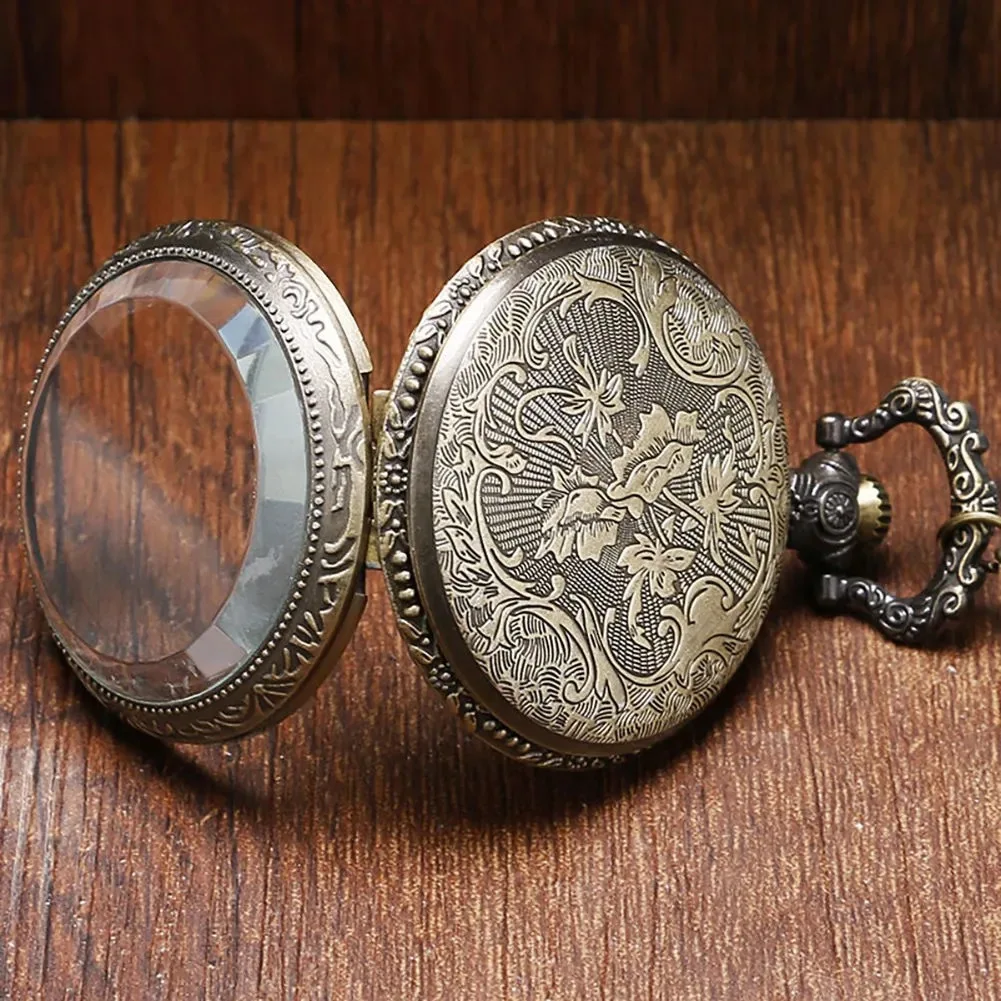 10 шт./лот, винтажные желтовато-коричневые стеклянные римские цифры, ожерелье, кварцевые карманные часы, подарки для женщин и мужчин, ожерелье, ювелирные изделия, часы