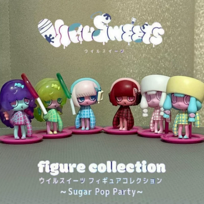 In Stock Original Bandai Virusweets Suger Pop Party Series Blind Box Dark Style Mini Ornament Collectible Model Trendy Gift Toy