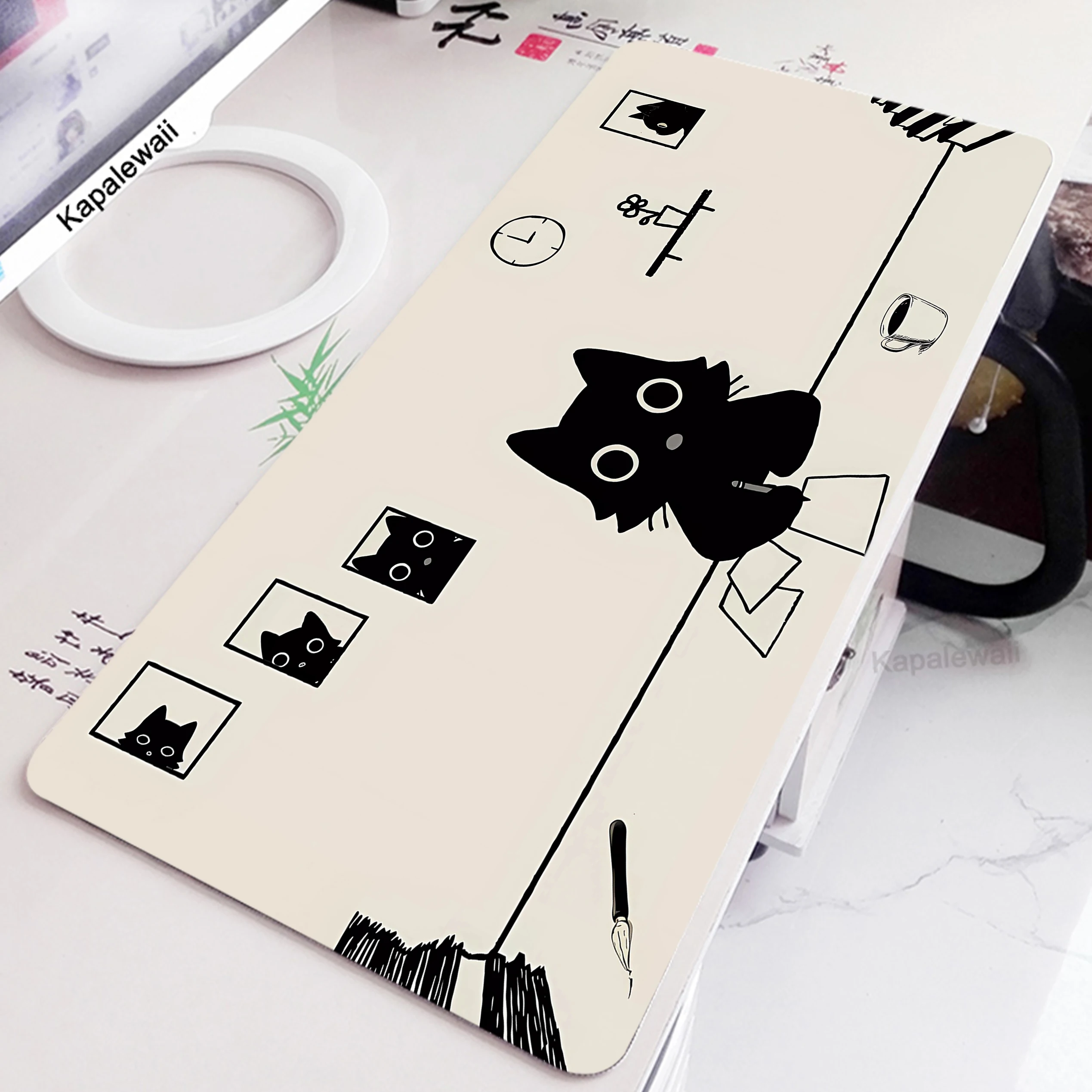 

Kawaii Cute Cat Mouse Pad Large Office Desks Computer Mat Deskpad Non-Slip Rubber Bottom Keyboard Mat Office Desktop Pad 90x40cm