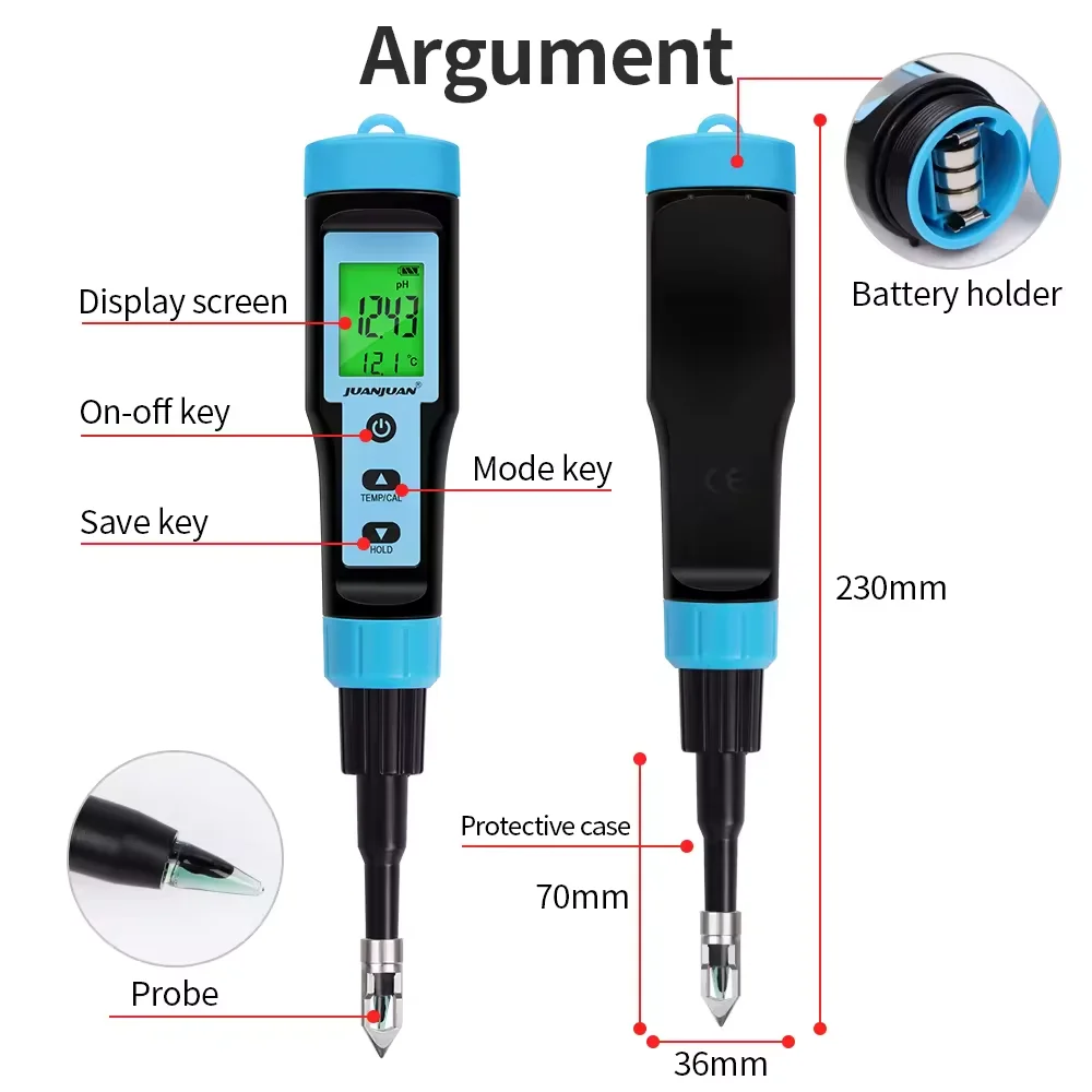 Digital Electronic Cheese Cosmetics PH Meter Baby Complementary Food PH Tester With Stainless Steel  Probe