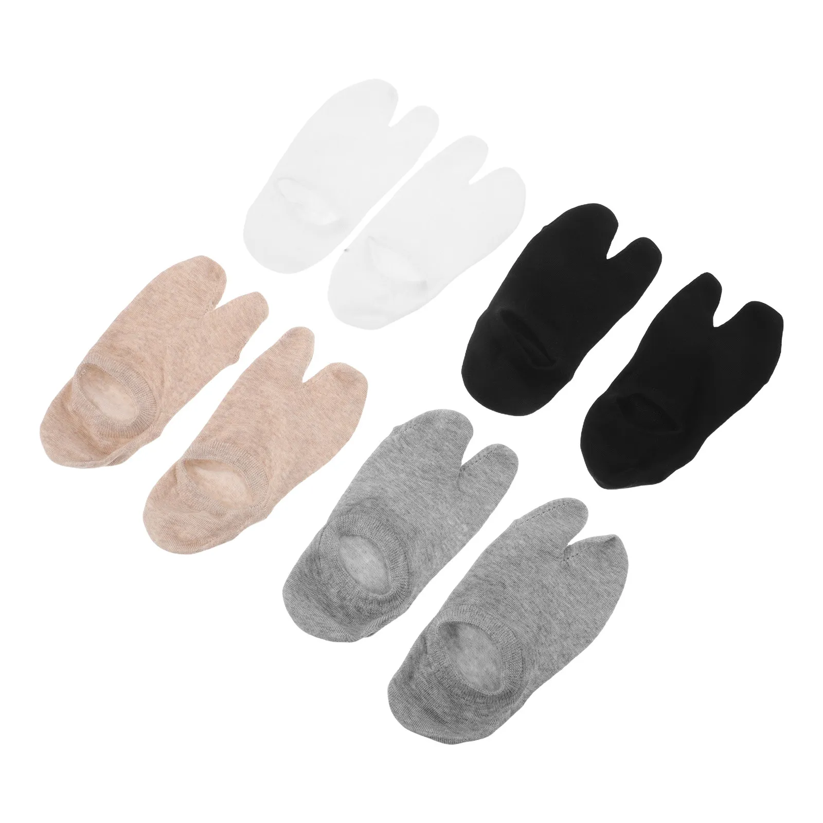 

4Pairs Anti-Slip Low Cut Ankle Socks Unisex Cotton Two-Finger Breathable Sports Boat No Show Socks for Running Daily Wear