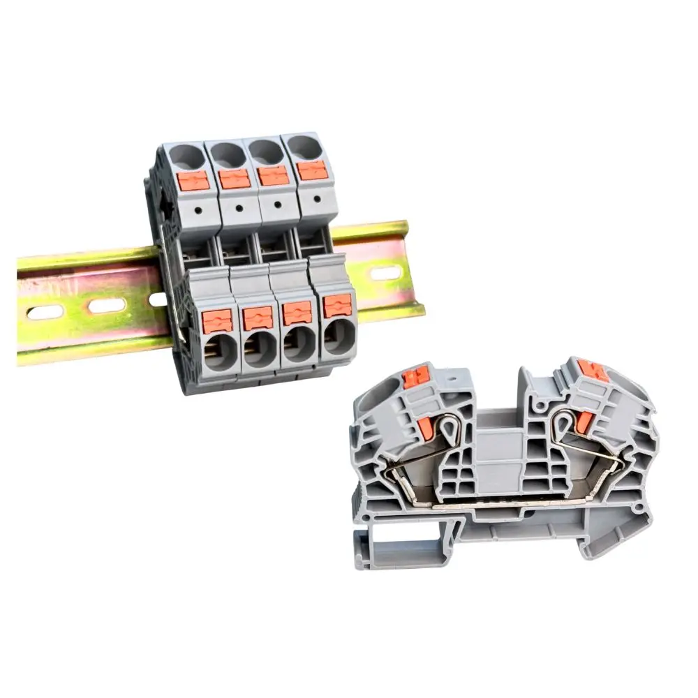 5PCS 16mm² High Current PT16 DIN Rail Terminal Block, Single Layer Push-in Quick Connector, Tool Free Mount Modular Design