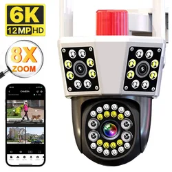 6K 12MP PTZ Camera WiFi Wireless Outdoor Three Screen IP Cam Security Protection Auto Tracking CCTV Video Surveillance Cameras