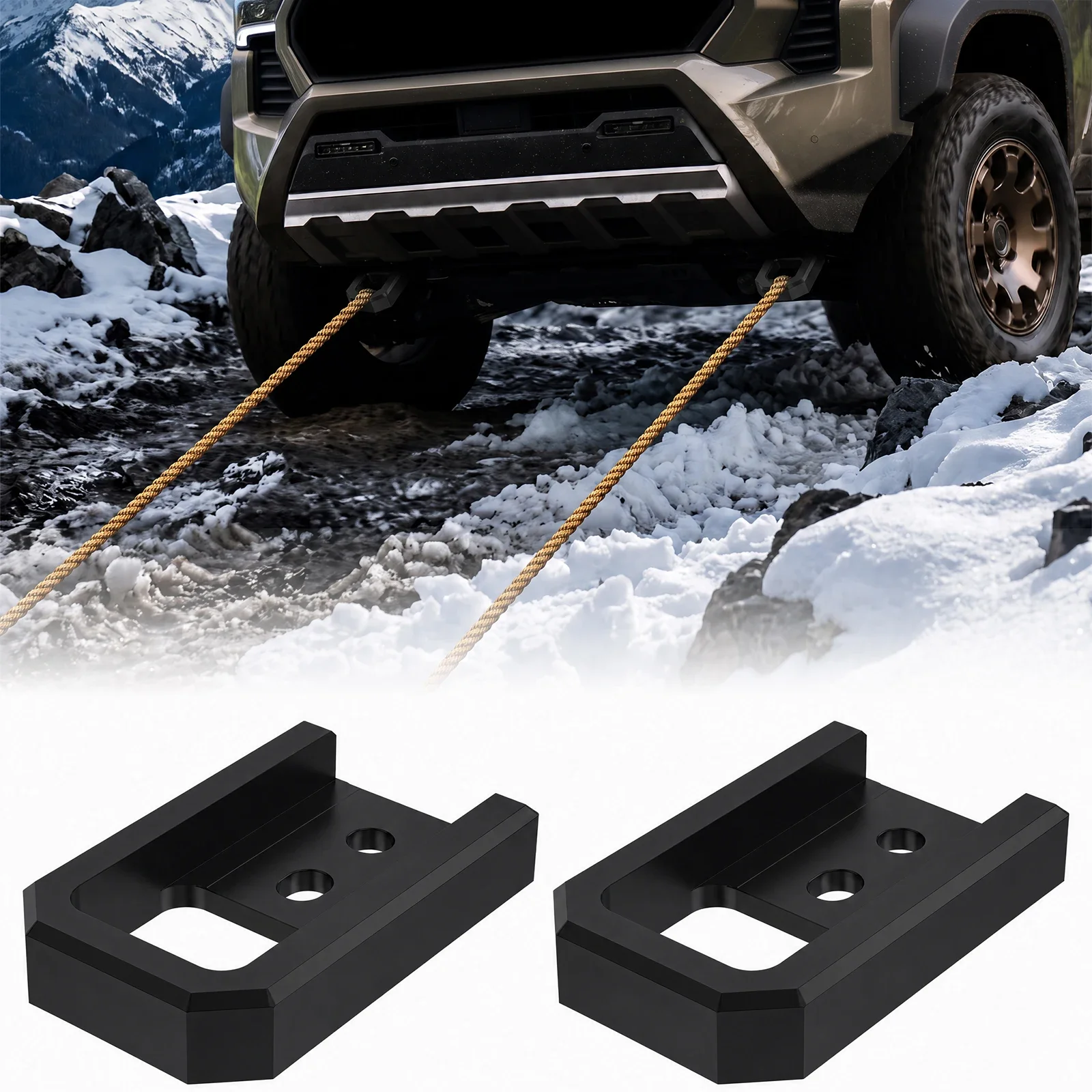 Off Road Tow Hook Brackets 2Pcs Heavy Duty Aluminum Alloy for 2024-2026 Tacoma 4Runner Land Cruiser 250 No Drilling Installation