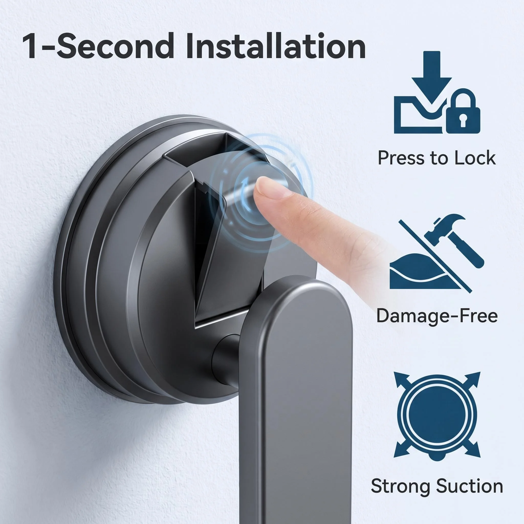 No Drill Suction Handle Strong Adsorption Pull Glass Shower Fridge Bathroom Kitchen Two Colors Available