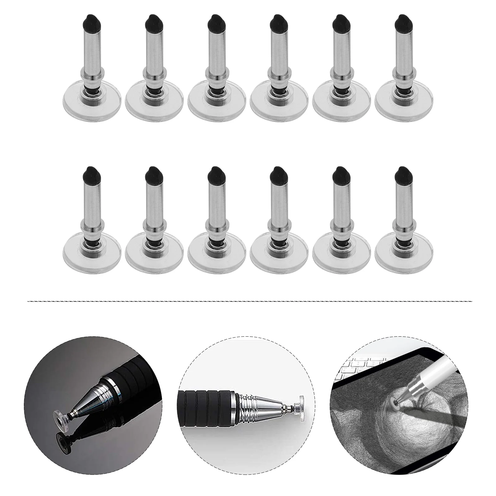 

12 Pcs Touch Stylus Replacement Tips Touchscreen Pen Disc Tools Silicone Hamster Round Shape