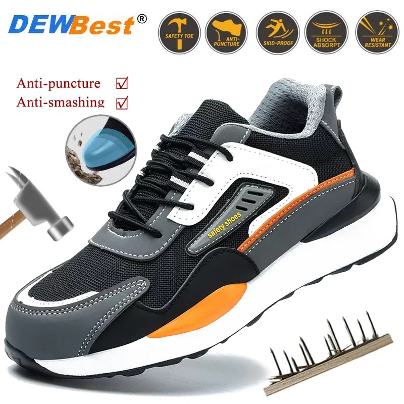 Men's Impact-Resistant, Puncture-Resistant, Breathable, Soft, All-Season, Non-Slip Protective Work Shoes and Safety Shoes