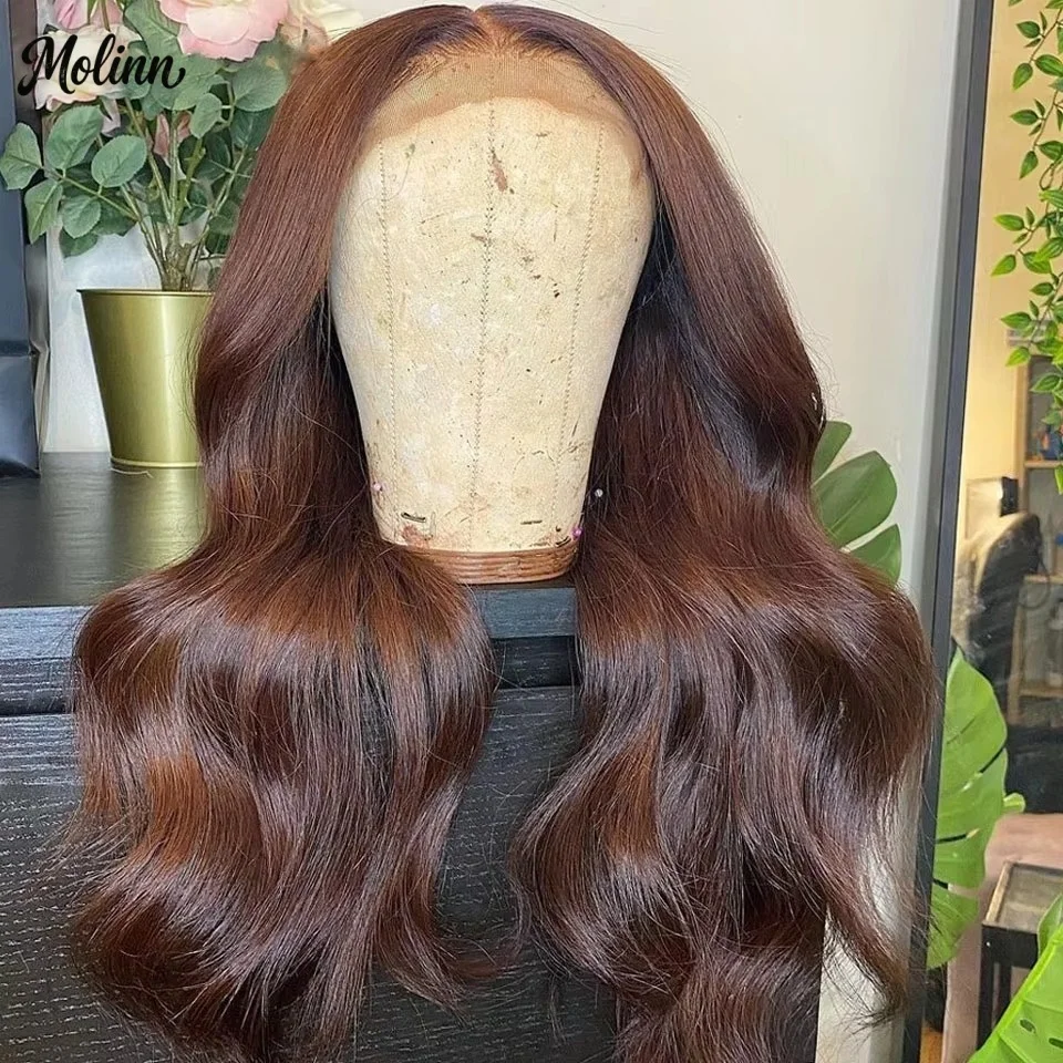 Chocolate Brown Wig 26 32 Inch Body Wave Lace Front Wig 13x4 HD SyntheticPre Plucked Hairline Heat Resistant Glueless Cosplay