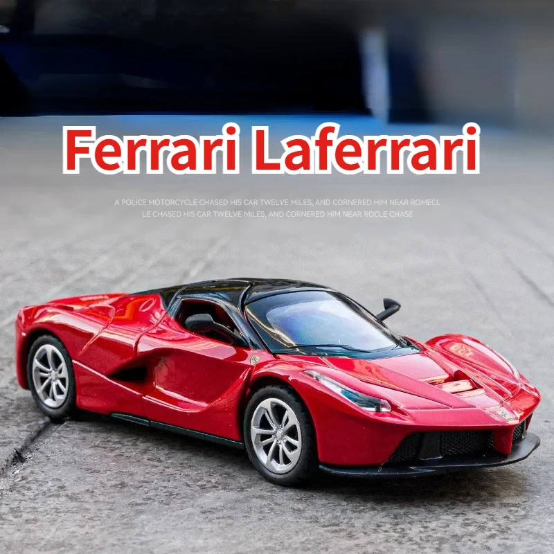 Ferrari Laferrari Convertible Diecast Car Model, Metal Toy Collection, Light and Sound Rib, Back Car, Alloy Gifts, X75, 1:36