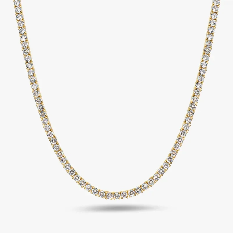 Moissanite 3mm Tennis Chain Hot Sale Fashion Necklace Yellow Gold