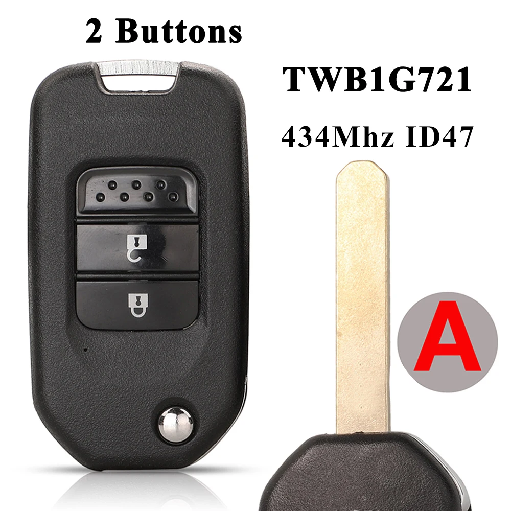Jingyuqin 2/3BTN Funkschlüssel für Honda Civic Accord City CR-V Jazz XR-V Vezel HR-V FRV Spirior JADE 433 MHz HLIK6-3T / TWB1G721