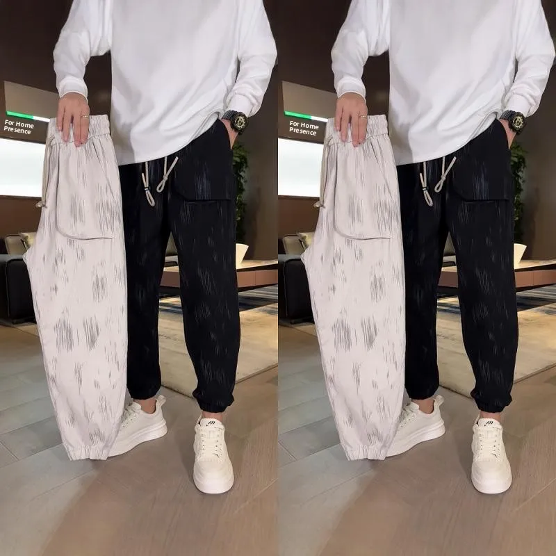 

Мужские удобные повседневные брюки с эффектом тай-дай, осенне-зимние, новые, свободного кроя, однотонные, модные, в уличном стиле, длинные штаны