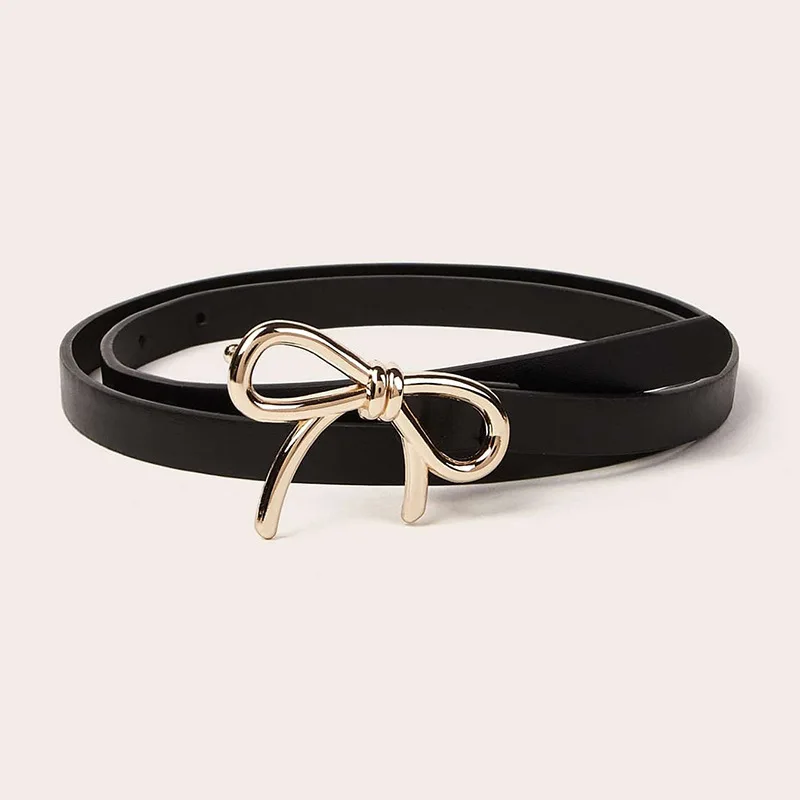 Women's Versatile Decorative Bow Belt – Slim Leather Waist Belt, All-Match Style, In Stock, Same-Day Shipping