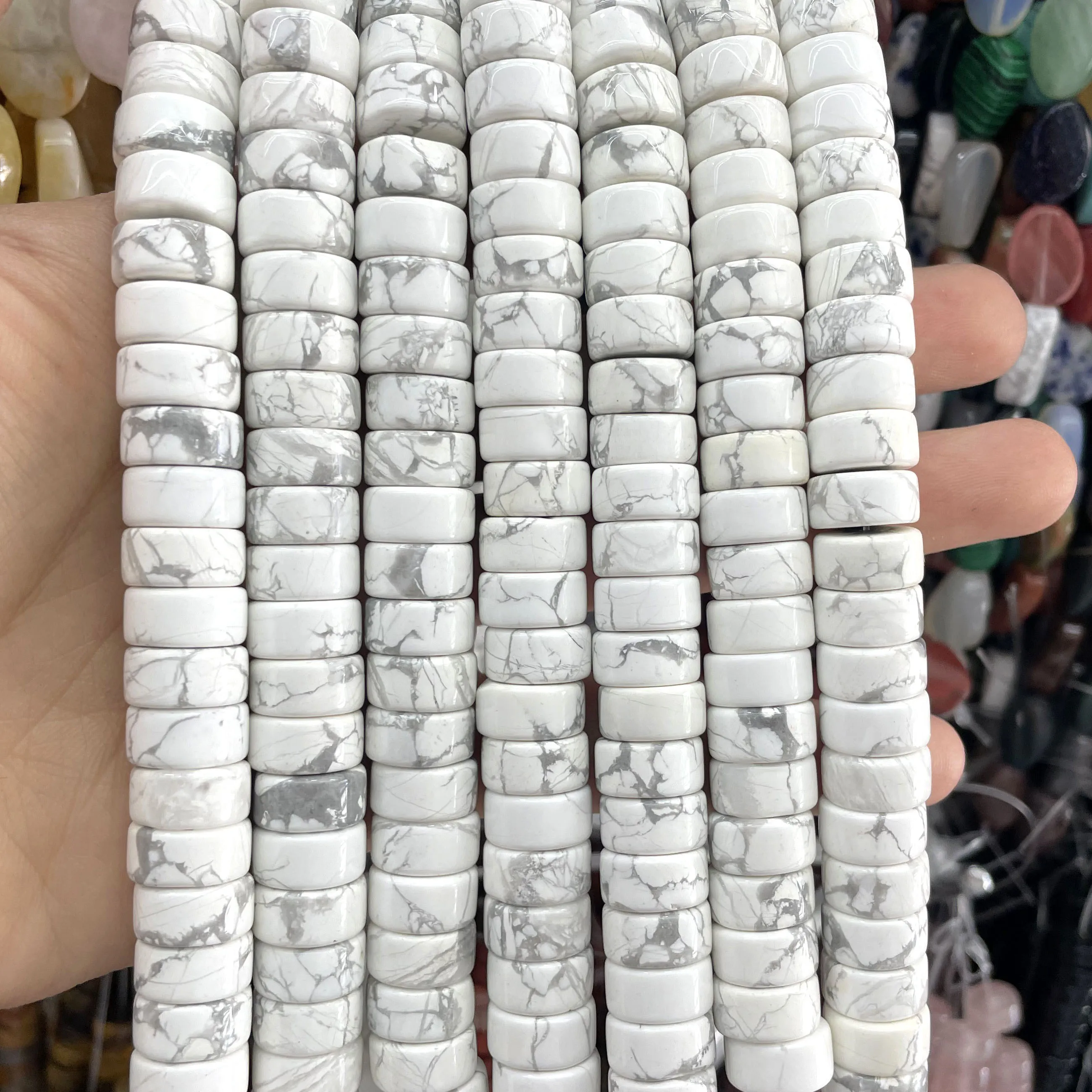 6X12MM Naturstein-Achate, Tigerauge, Quarz, Türkis, lose Spacer-Perlen für die Schmuckherstellung, DIY-Armbänder, Halsketten-Zubehör – Detail 14