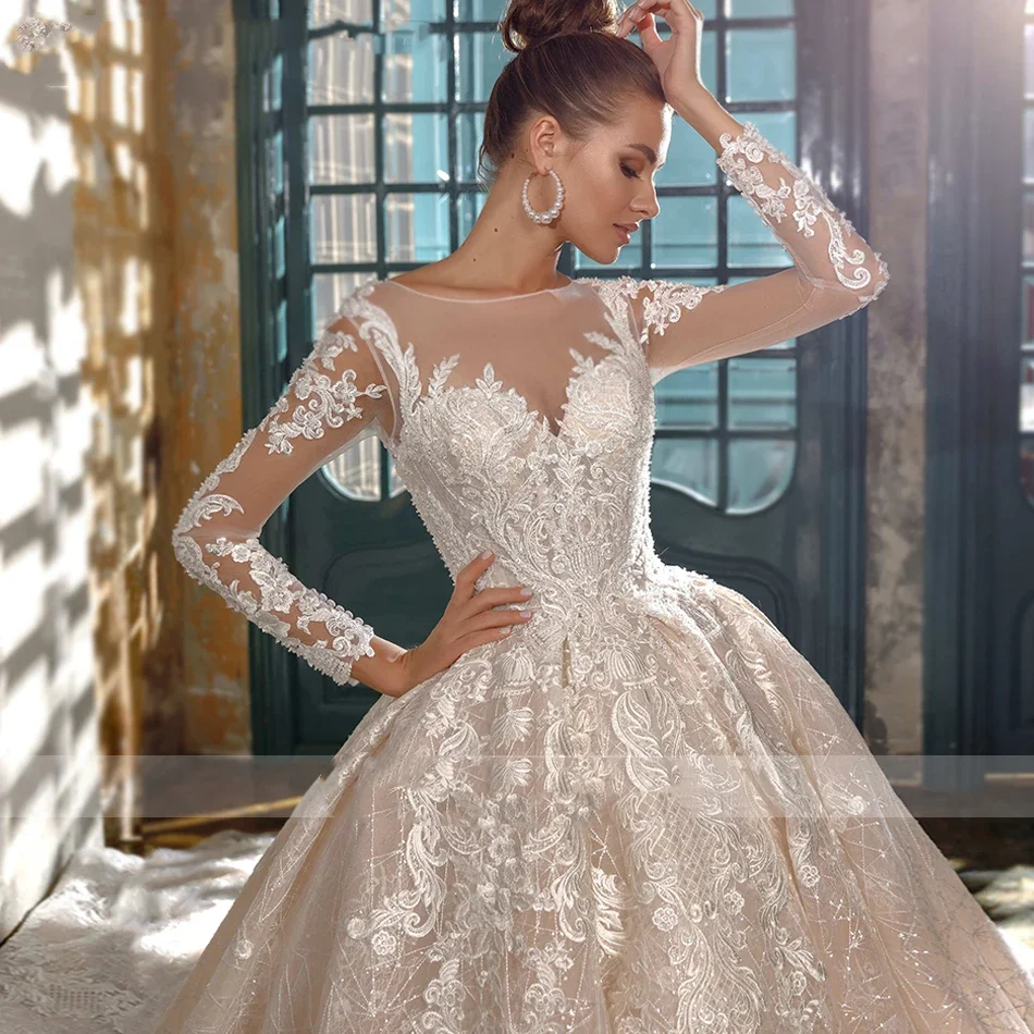Flavinke Abiti da sposa personalizzati con abito da ballo di lusso per le donne che bordano applicazioni di pizzo abito da sposa principessa abiti da sposa