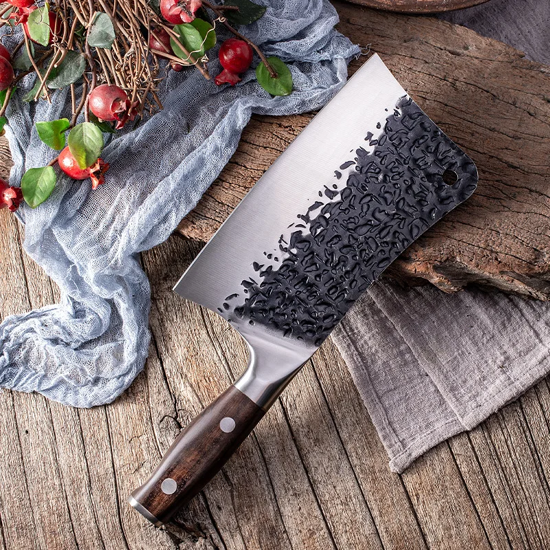 5Cr15Mov Stainless Steel Cleaver Knife Kitchen Solid Wood Handle Chef Sharp Bone Powerful Cleaver Chopper Butcher Knife Tools