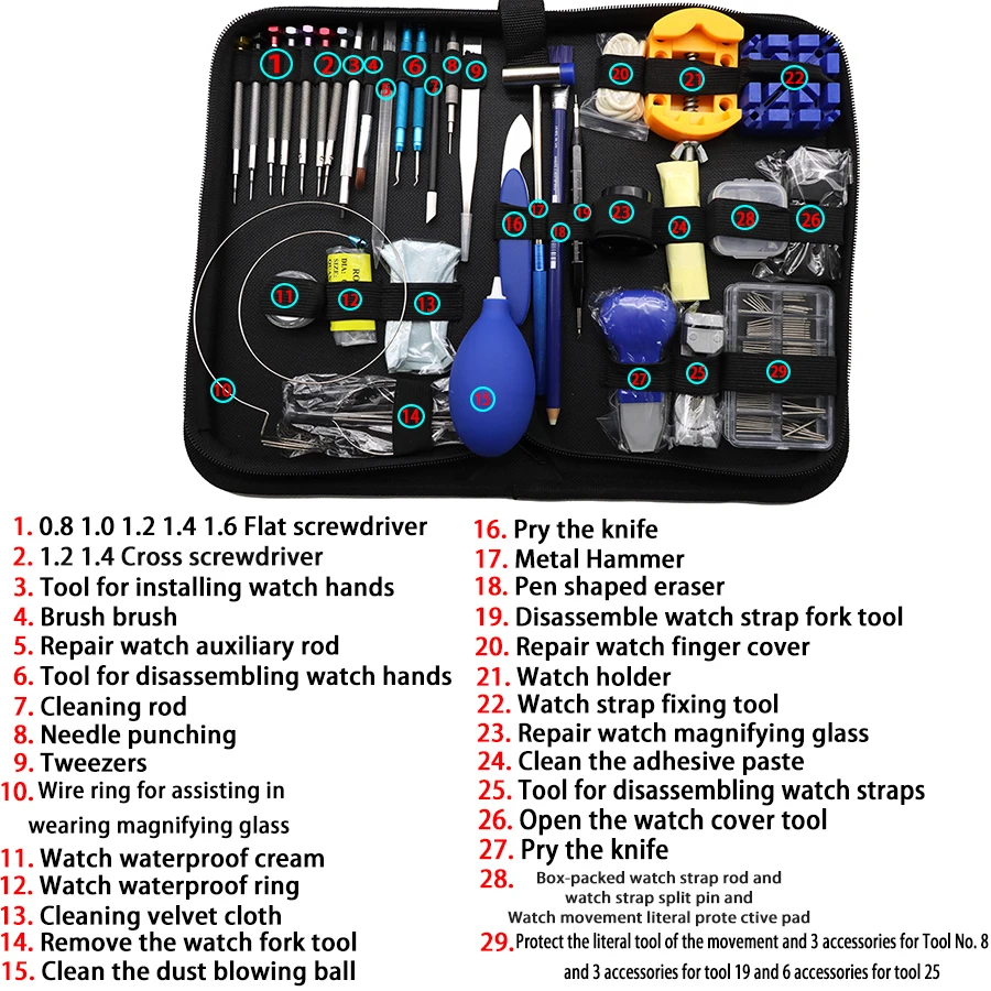 178pcs Watch Repair Kit Professional Watch Battery Replacement ToolWatch Link And Back Removal Tool, Spring Bar Tool Set