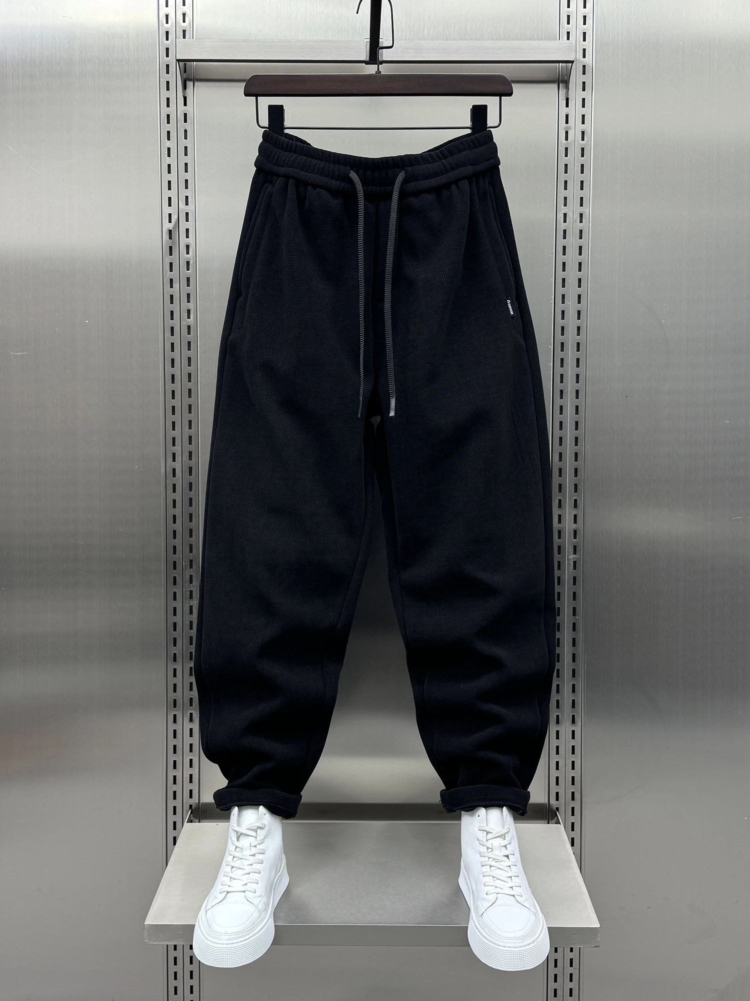 

Модные мужские утепленные повседневные брюки на флисовой подкладке, свободные прямые брюки-харланы, осенне-зимние новые уличные брюки в стиле стритвир