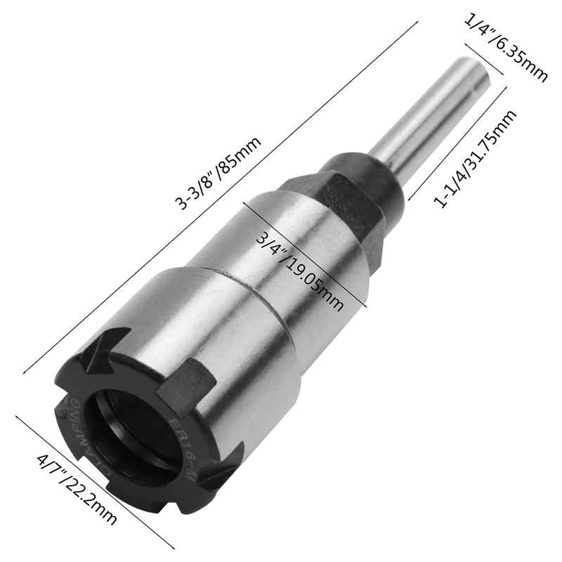 ER16 Router Collet Extensão Rod com Primavera Collet Set, Extensão Rod, Máquina de gravura, 1,4 Polegada Shank