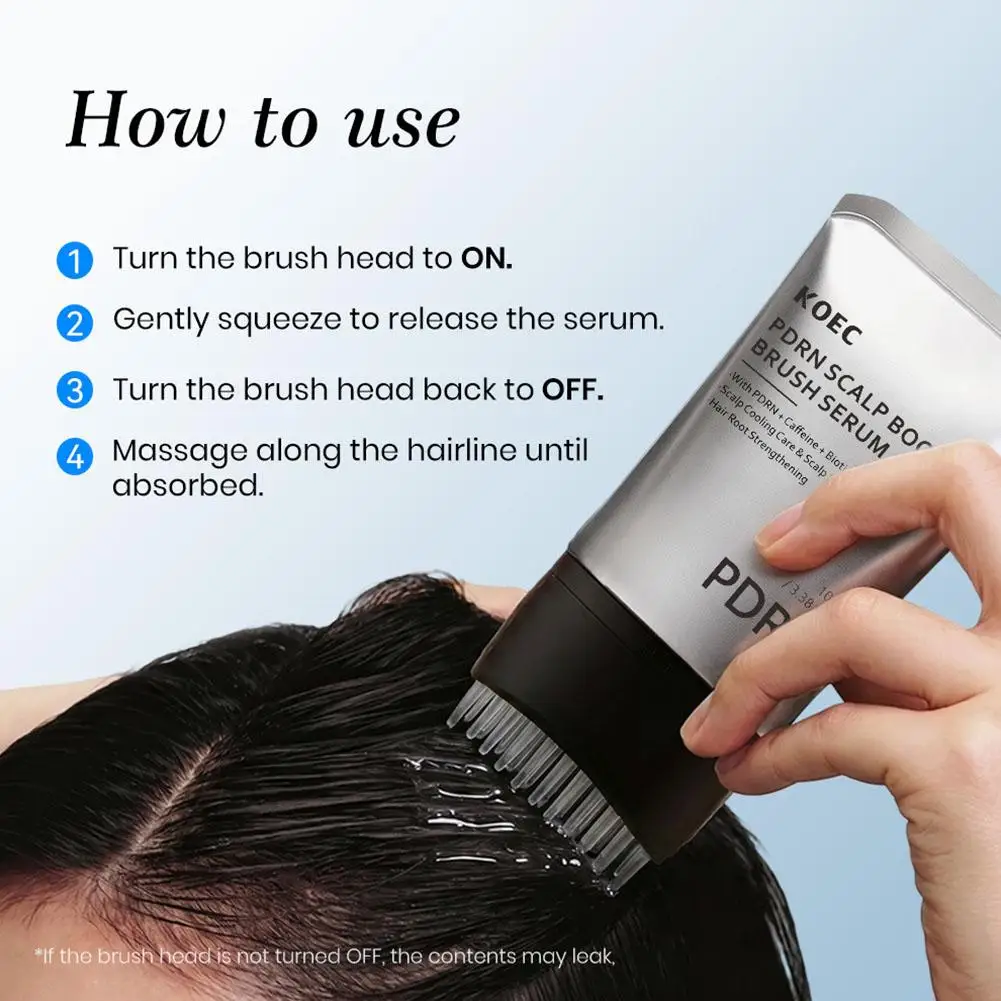 PDRN Scalp Boosting Brush Serum 100ml with Brush Caffeine Biotin Panthenol Scalp Cooling Care,Balance Scalp Strengthen Hair Root