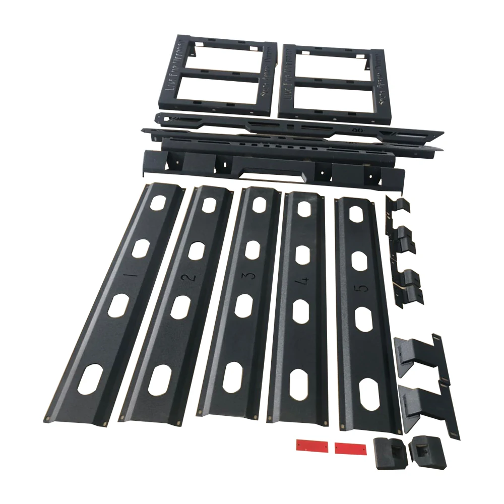 Portapacchi Storm Roof Rack Basket Top Roof Rack Rail bagagli Cross Bar acciaio per Jeep Wrangler JK 4 porte J376