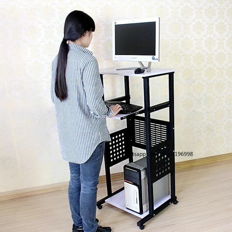 Standing Computer Desk Desktop Home Office Removable Printer Stand Simple Projector Desk Conference Podium