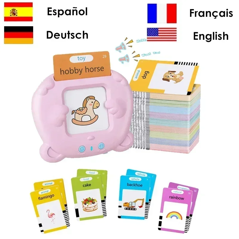 Máquina de aprendizaje para niños, tarjetas Flash parlantes para guardería, libro de Audio electrónico para idiomas, inglés, alemán, español, francés