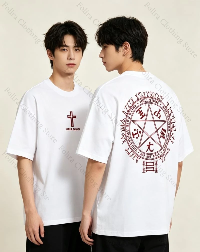 Anime Hellsing Series Print T-shirt Cotton Summer Tee Short Sleeve Tops Men's T-shirt Daily Summer Clothes T Shirt for Men Women view 5