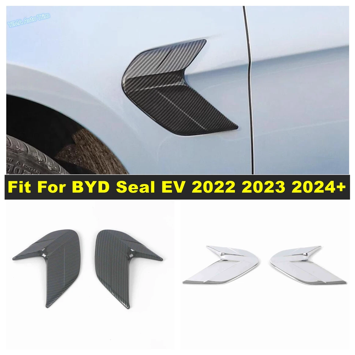 

Side Door Body Molding Body Leaf Panel Cover Trim For BYD Seal EV 2022 2023 2024 Bright / Carbon Fiber Car Exterior Accessories