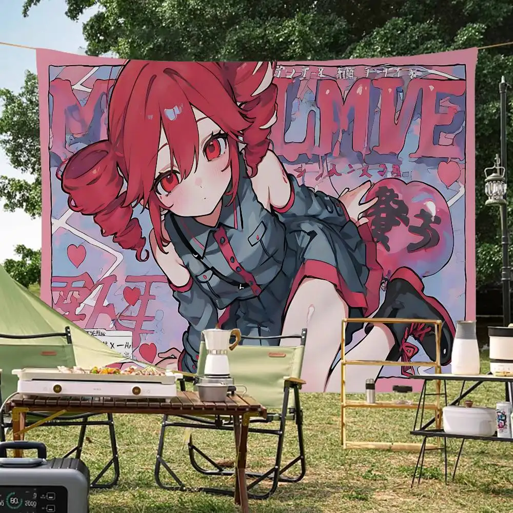 Popular Singer Kasane Teto Anime Family Gatherings Outdoor Atmosphere Flags Camping Decorations Banners