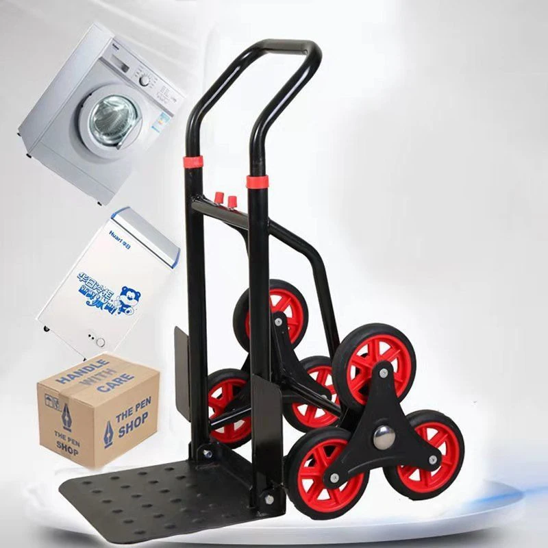 Climbing trailer, six-wheel load climbing car, household light folding handcart, carrying and pulling goods, climbing stairs art