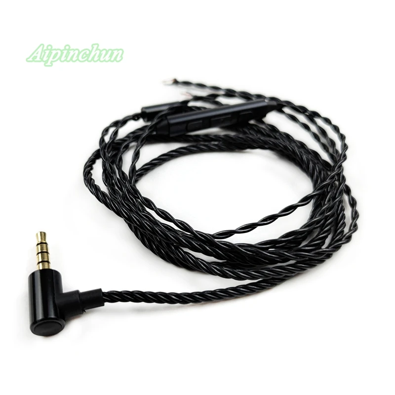 Кабель Aipinchun для ремонта наушников из ПВХ, сменный провод для гарнитуры «сделай сам» с микрофоном, регулятором громкости, черный гибкий штекер L