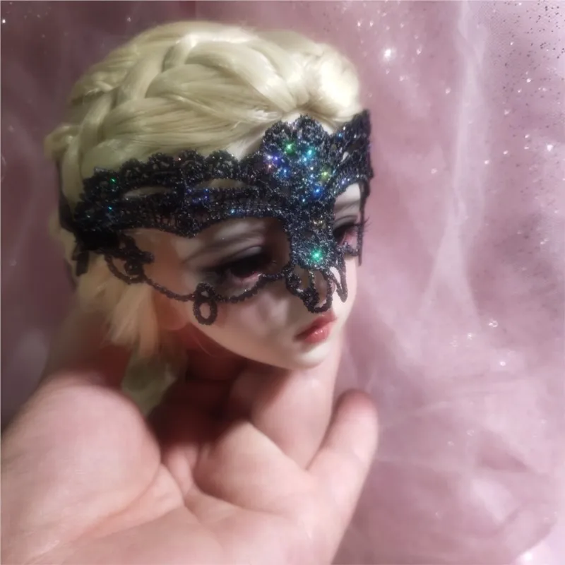 1/3 BJD Silicone Doll Lace Eye Mask Lace Up Vintage Masquerade Half Face Mask Cosplay Doll Clothing Accessories