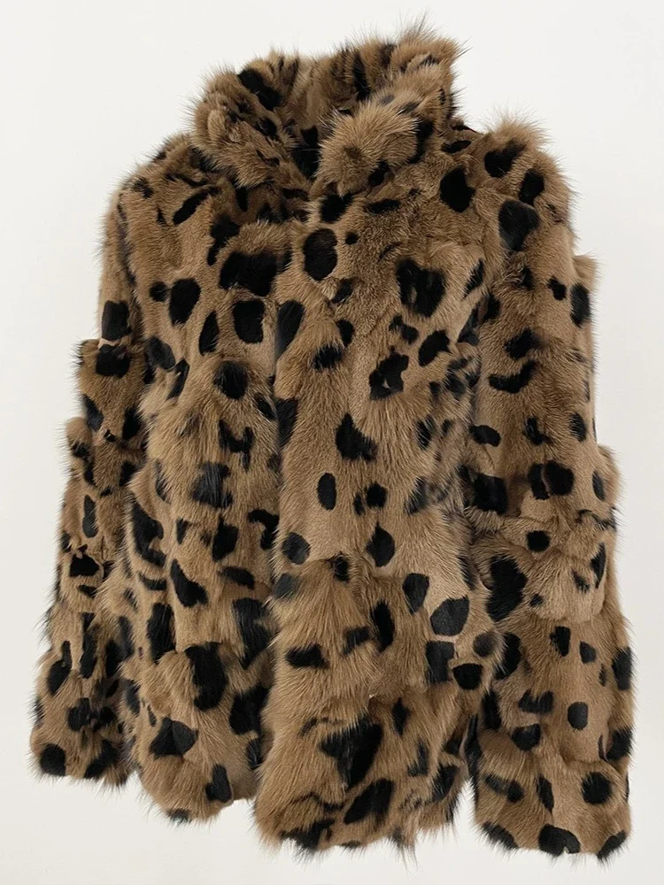 2025 femmes personnalisé veste de fourrure de renard naturel manteau de fourrure véritable hiver automne mode luxe une pièce véritable manteau de fourrure léopard
