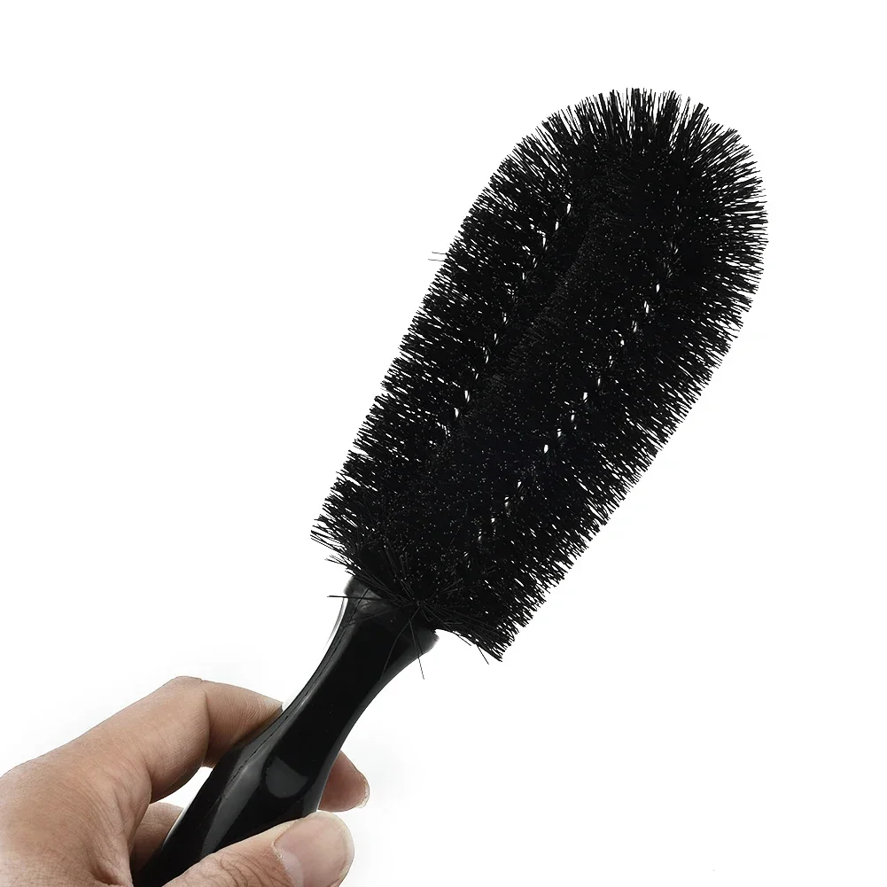 Car Wheel Brush Soft Bristle Tire Steel Ring Detail Cleaning Brush Tyre Alloy Soft Bristle Cleaner Bike Wheel Rim Tire Cleaning