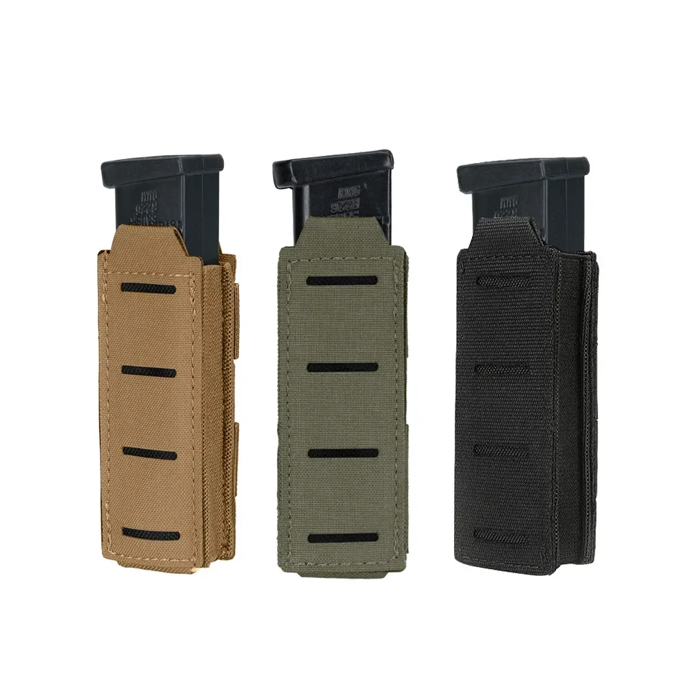 

Laser Cut Molle 9mm Magazine Pouch for Glock 17 M9 Single Mag Bag Flashlight Pouch Knife Holster Hunting Gear