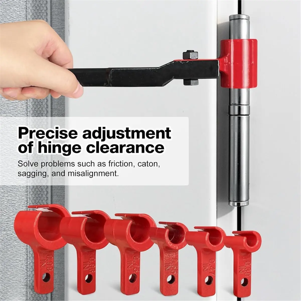 

【BAAQ】 Door Hinge Adjustment Tool Kit Multi-Size Hinge Adjusting Wrench with Rubber Handle Heavy Duty Painted Steel