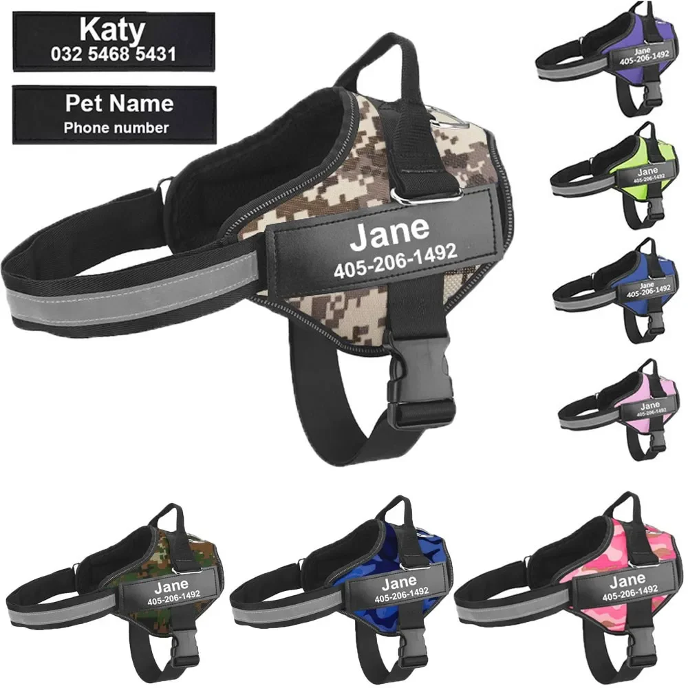 Arnés personalizado para perro, chaleco reflectante para mascotas pequeñas y grandes sin tirones y transpirable, accesorios de entrenamiento para caminar al aire libre