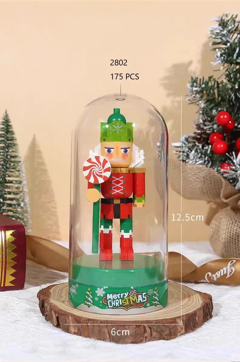 Retro Soldier Shaped Creative Miniature Building Block Model Christmas Home Ornament DIY Educational Kids Toys Holiday Gifts