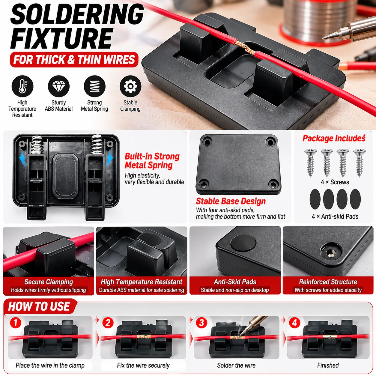 ABS Soldering Fixture High Temperature Resistant For Thick And Thin Wire Clamps Cable Clamps Welding Repair Tools