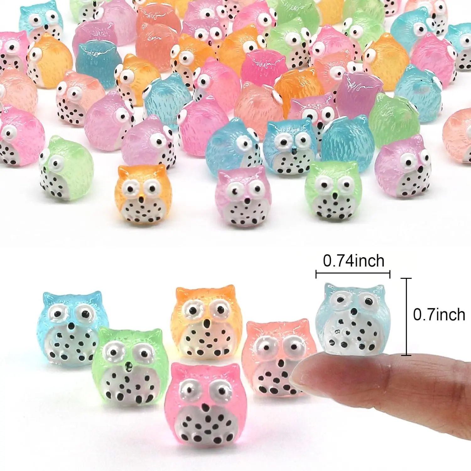 20Pcs Luminous Mini Resin Animals Tiny Resin Owls Glow in The Dark Perfect for Garden Miniatures Fairy Garden Accessories