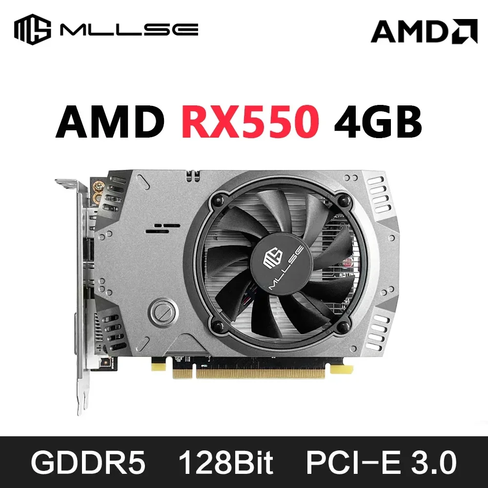 MLLSE AMD Radeon RX 550 4GB Placa De Video Graphics Card GDDR5 128bit PCI-E X16 HDMI DP DVI rx 550 4gb Desktop Gaming Video Card