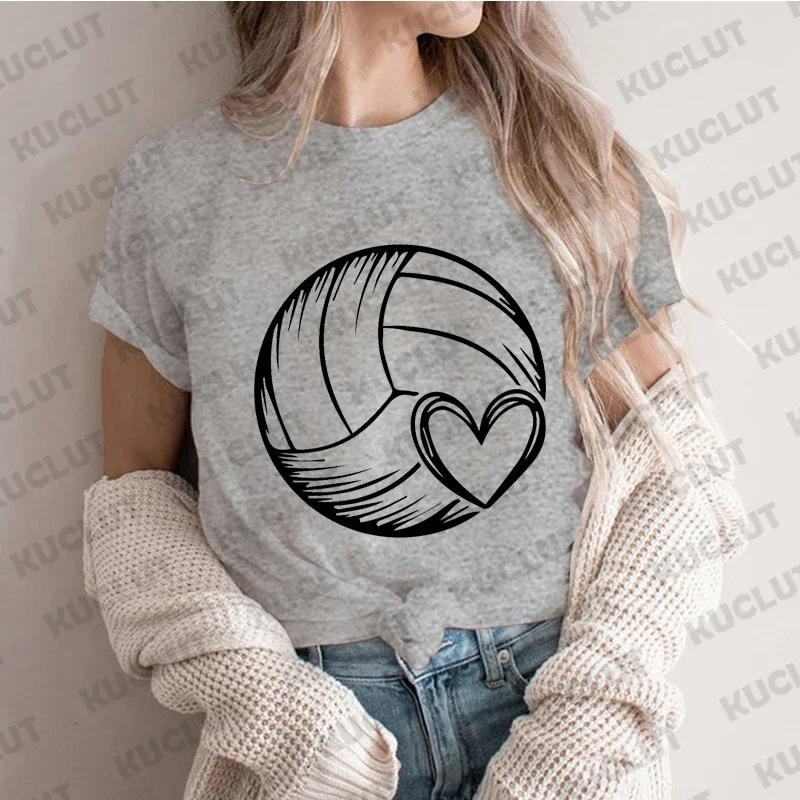 Volleyball Heart Shirt for Women Clothing Short Sleeve Women\'s T-shirts Volleyball Team Tshirt Volleyball Lover Game Day Shirt