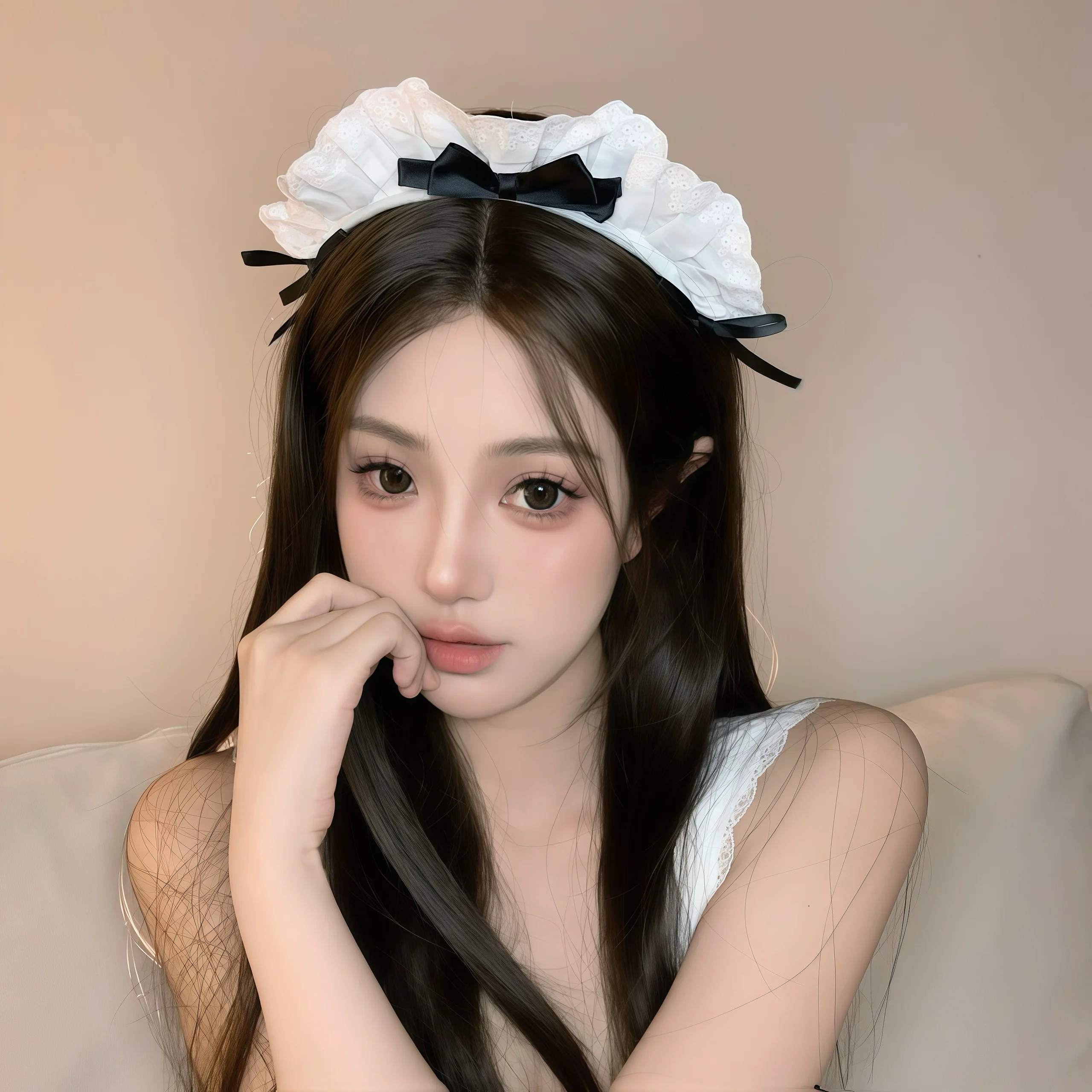 

Lace Cat Ears Headband, Bowknot Maid Cosplay Hairband, Kawaii Furry Anime Ear Headpiece, Cute Lolita Roleplay Accessory
