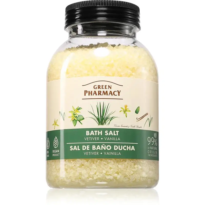 Sal de baño Vetiver & Vainilla 1Kg Green Pharmacy – Relajantes, Veganas y Naturales