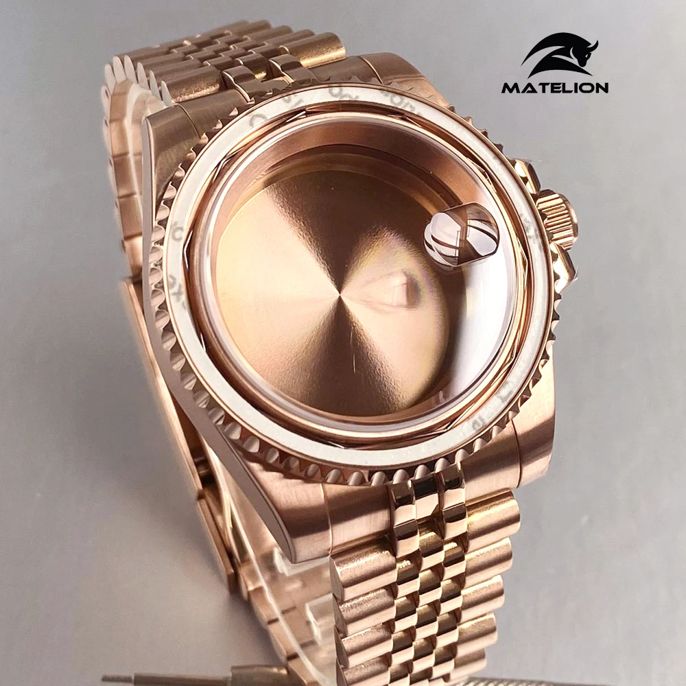 200M Diving Case Rose Gold 40mm For SUB NH35 NH36 NH34 GMT ETA 2824 PT5000 Watch Case Jubilee Bracelet Sapphire Slide Buckle